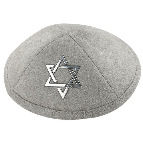 כיפה קטיפה "מגן דוד" כסף בולט