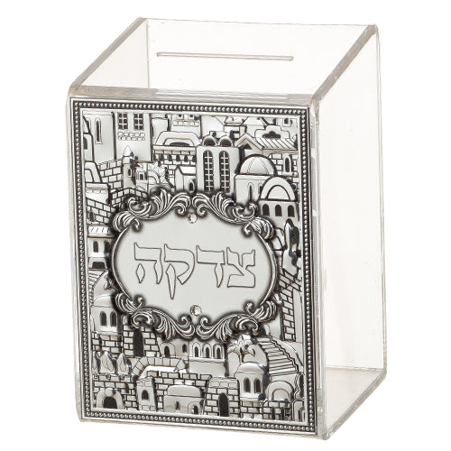 קופת צדקה אקריל עם פלקטה