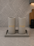 זוג פמוטים  בטון פולימר גוון אפור זהב