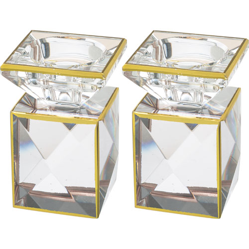 Polymer set of candle lighting tray and a pair of elegant candlesticks