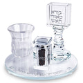An elegant amber-colored crystal Havdalah set 