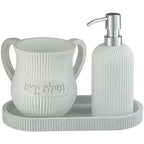 סט סבונייה עם נטלה מבטון פולימר מהודר כולל מגש לבן