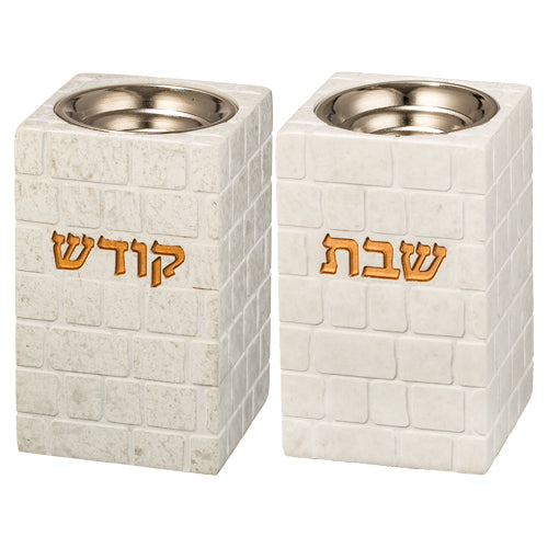 Polymer set of candle lighting tray and a pair of elegant candlesticks