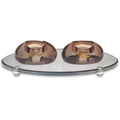 Polymer set of candle lighting tray and a pair of elegant candlesticks