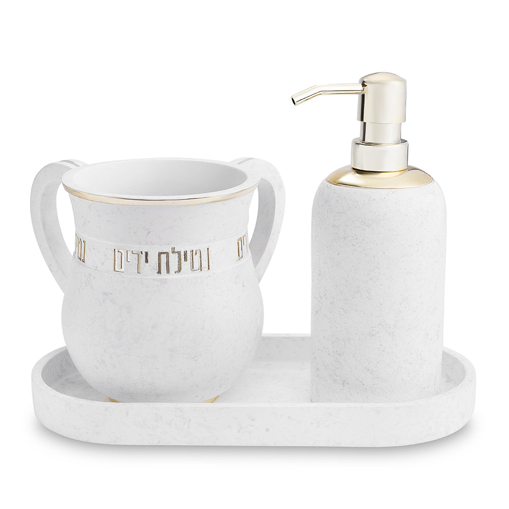סט סבונייה עם נטלה בטון פולימר מהודר "נטילת ידיים" זהב