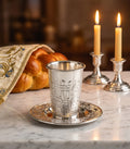 Elegant crystal Kiddush cup “frosted glass”