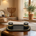 סט בטון פולימר מהודרים שחור זהב מנצנץ