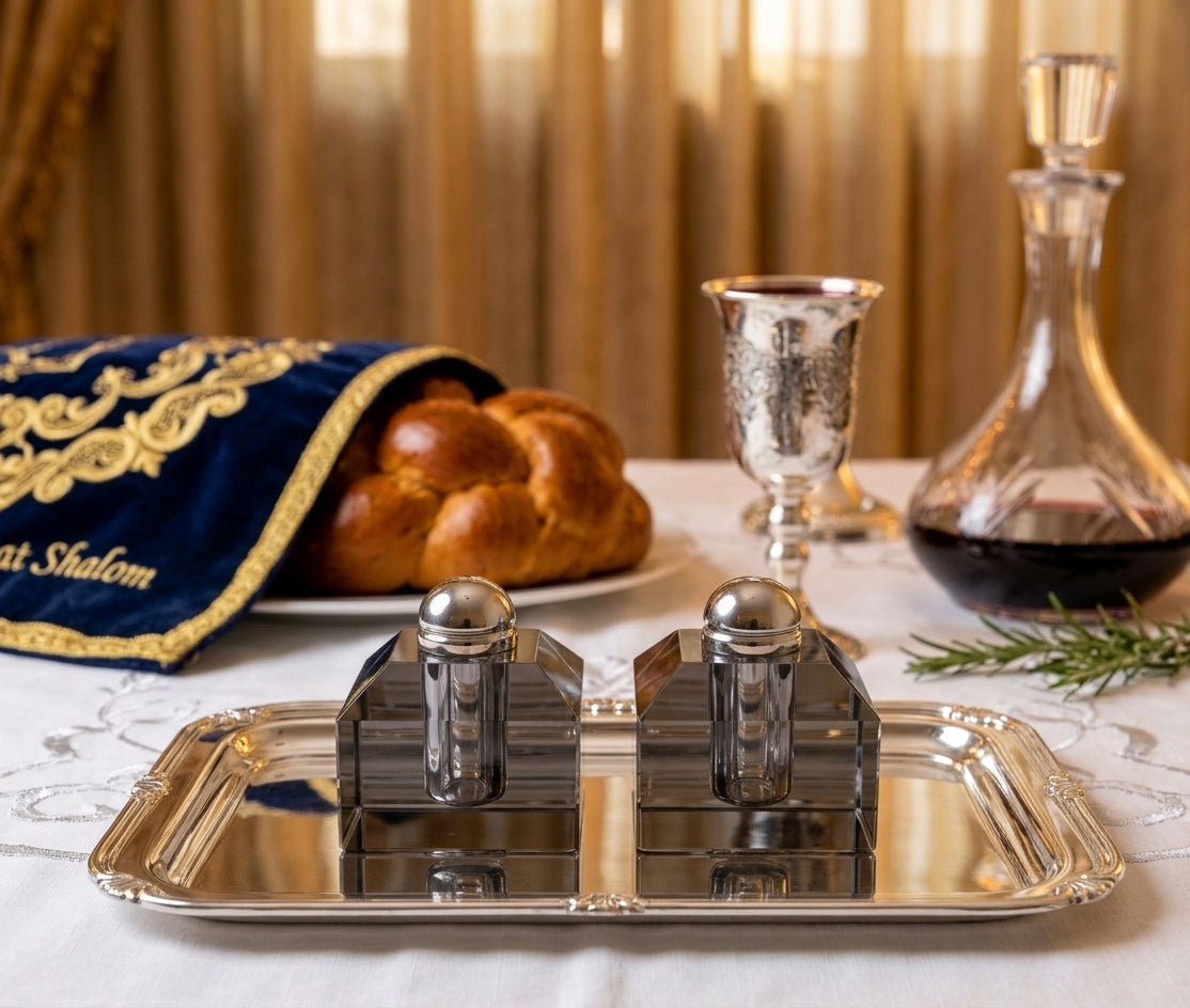 Elegant crystal Kiddush cup “frosted glass”